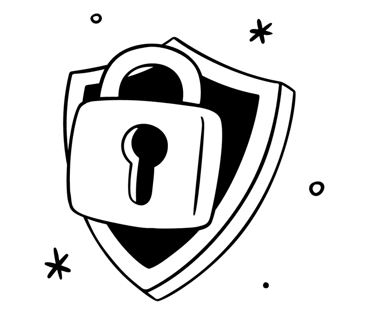 Shield and lock illustration representing data privacy and industry-standard security protection